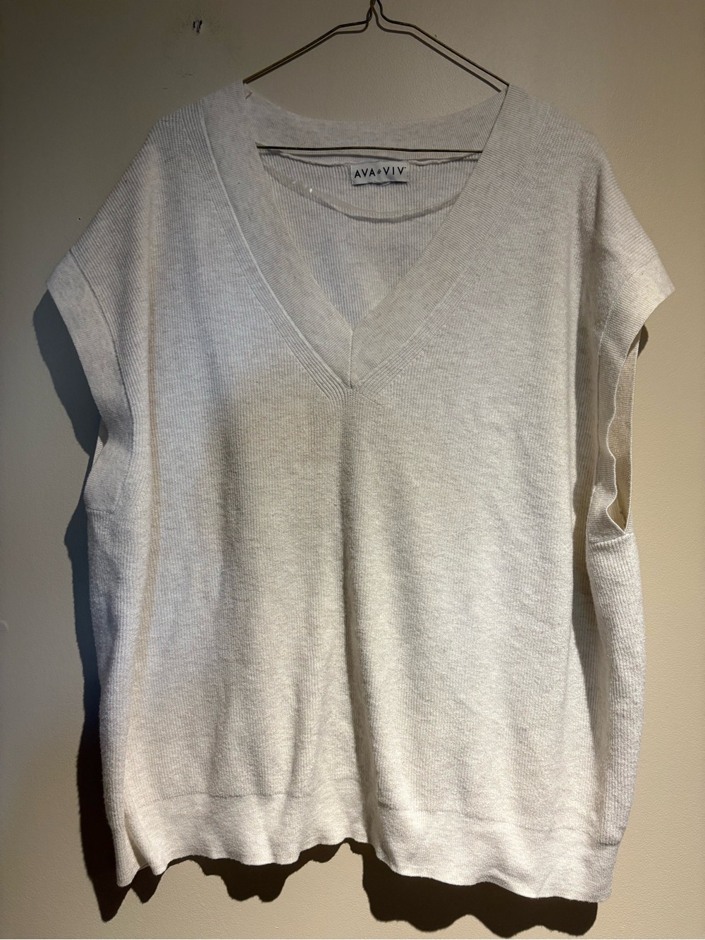Ava & Viv V-Neck Sweater Vest Soft Stretchy Ribbed Plus Size